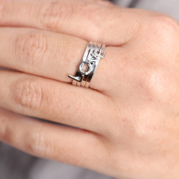 ADORNIA Love Ring Stack 14k Rosegold Vermeil .925 Sterling Silver - Picture 4 of 8